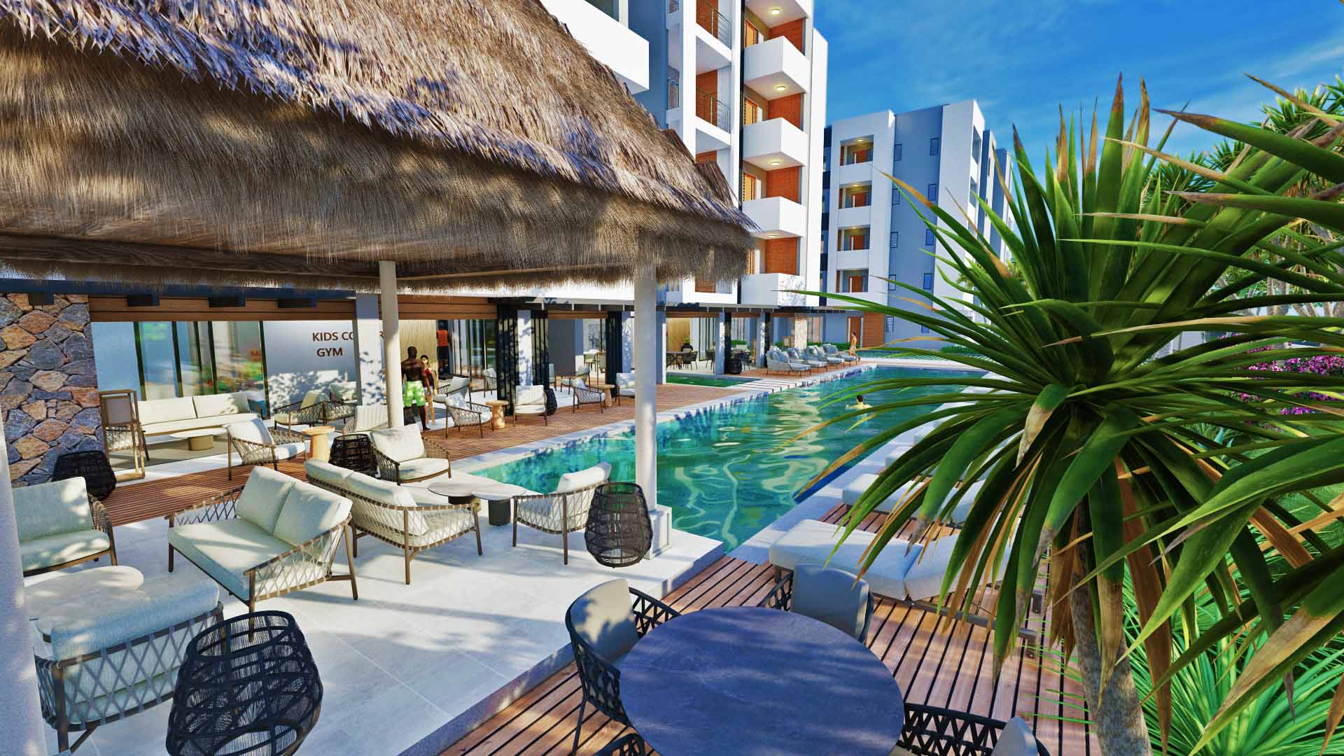 Park West Residence — piscine et espaces paysagers (rendu)